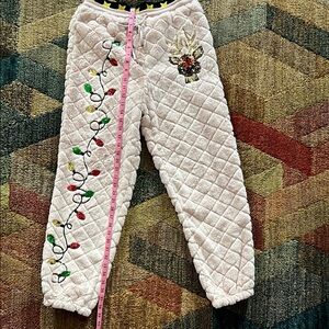Cozy light pink Pajama bottoms with Embroidered Design